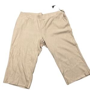 Ava & Viv Women's Tan Ribbed Cropped Straight Leg Pants With Pockets - 3X - NWT